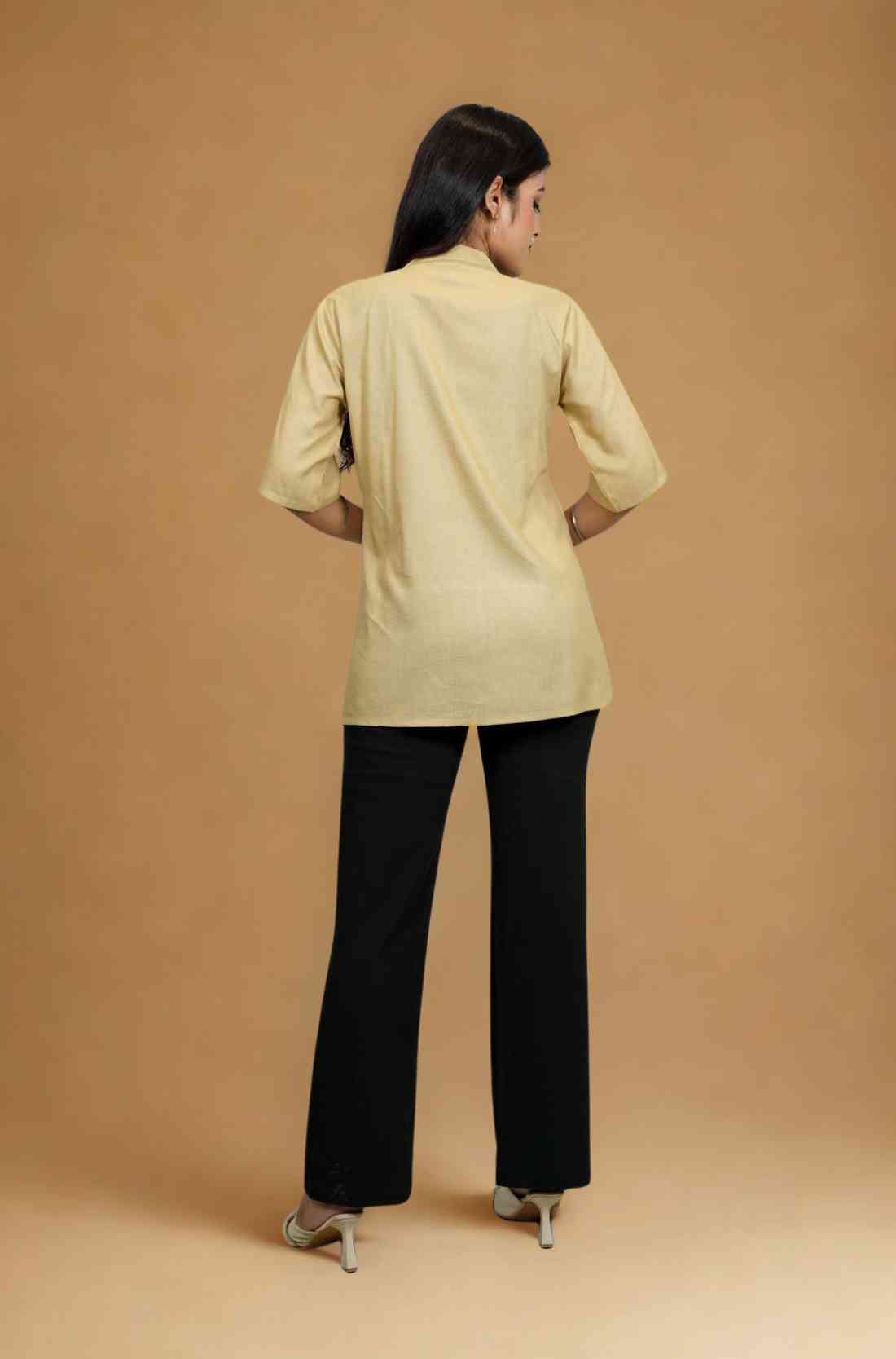 Beige Rayon Womenβs Top β Back View