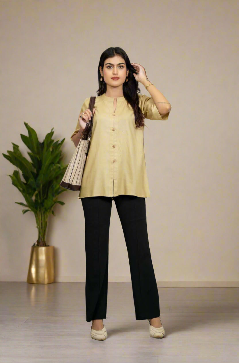 Beige Rayon Womenβs Top β Styled Look