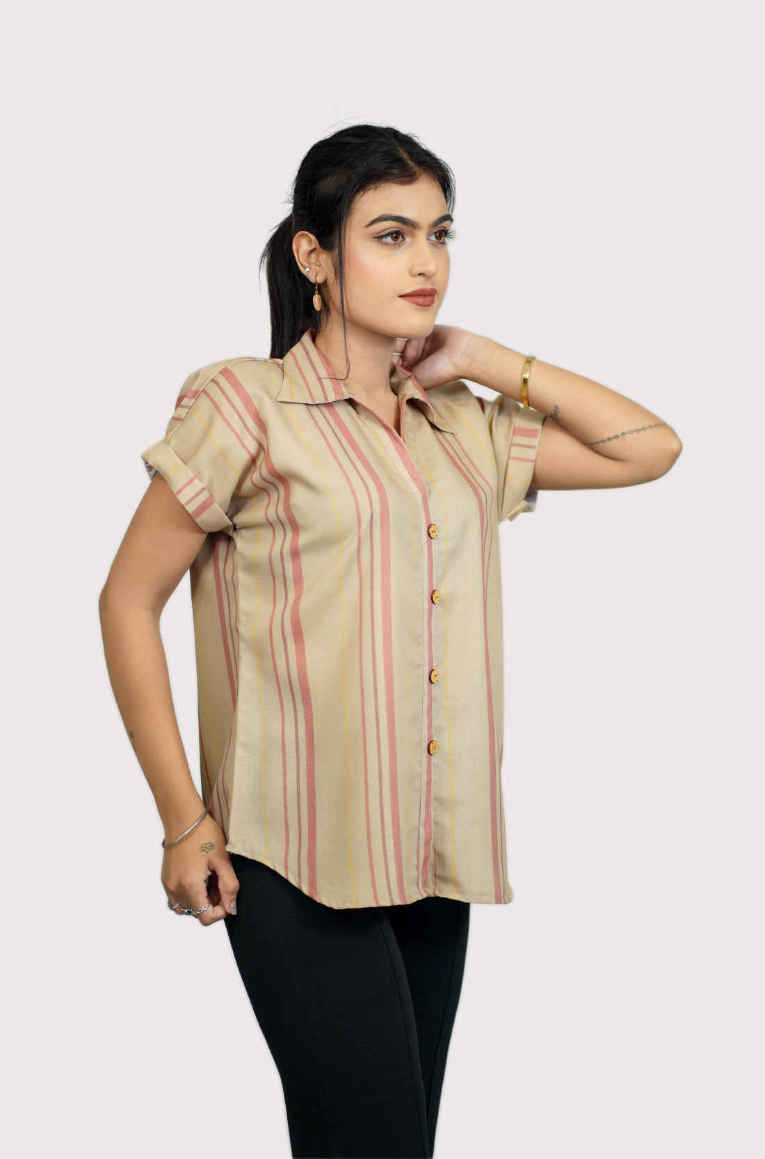 Striped rayon shirt for women