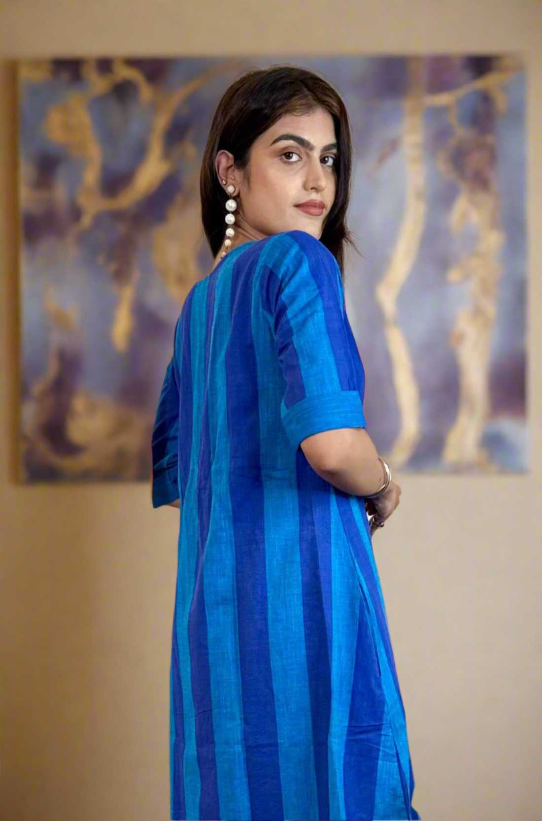 Blue tunic with Mirror Handwork β Back View