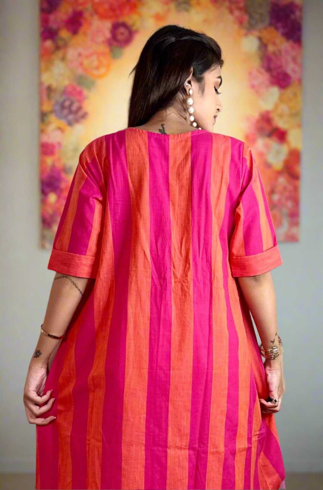 Pink tunic with Mirror Handwork β Back View