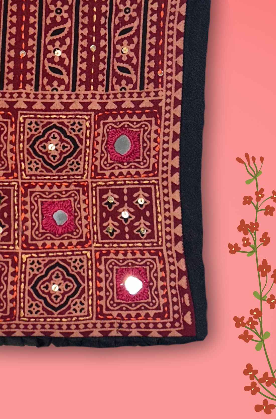 Black Kurti Fabric β Embroidery Close-Up
