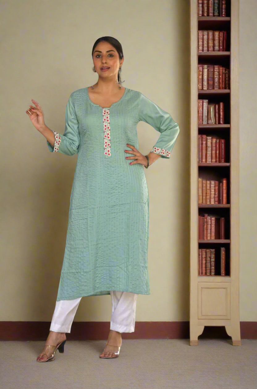 Light Sea Green Muslin Kurti for Casual Wear β Styled Suggestion