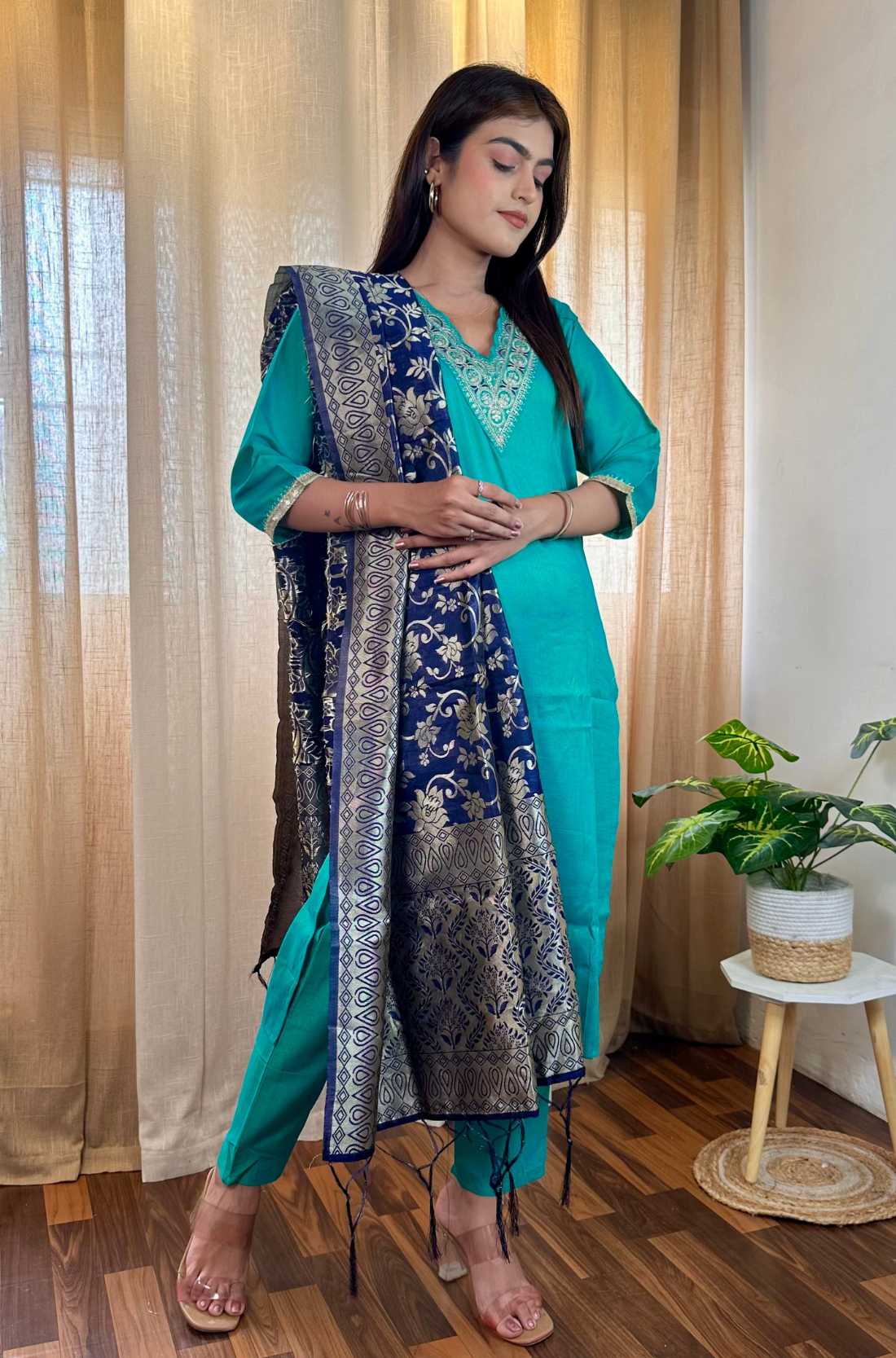 Rama Green Rayon Kurta β Full Length View