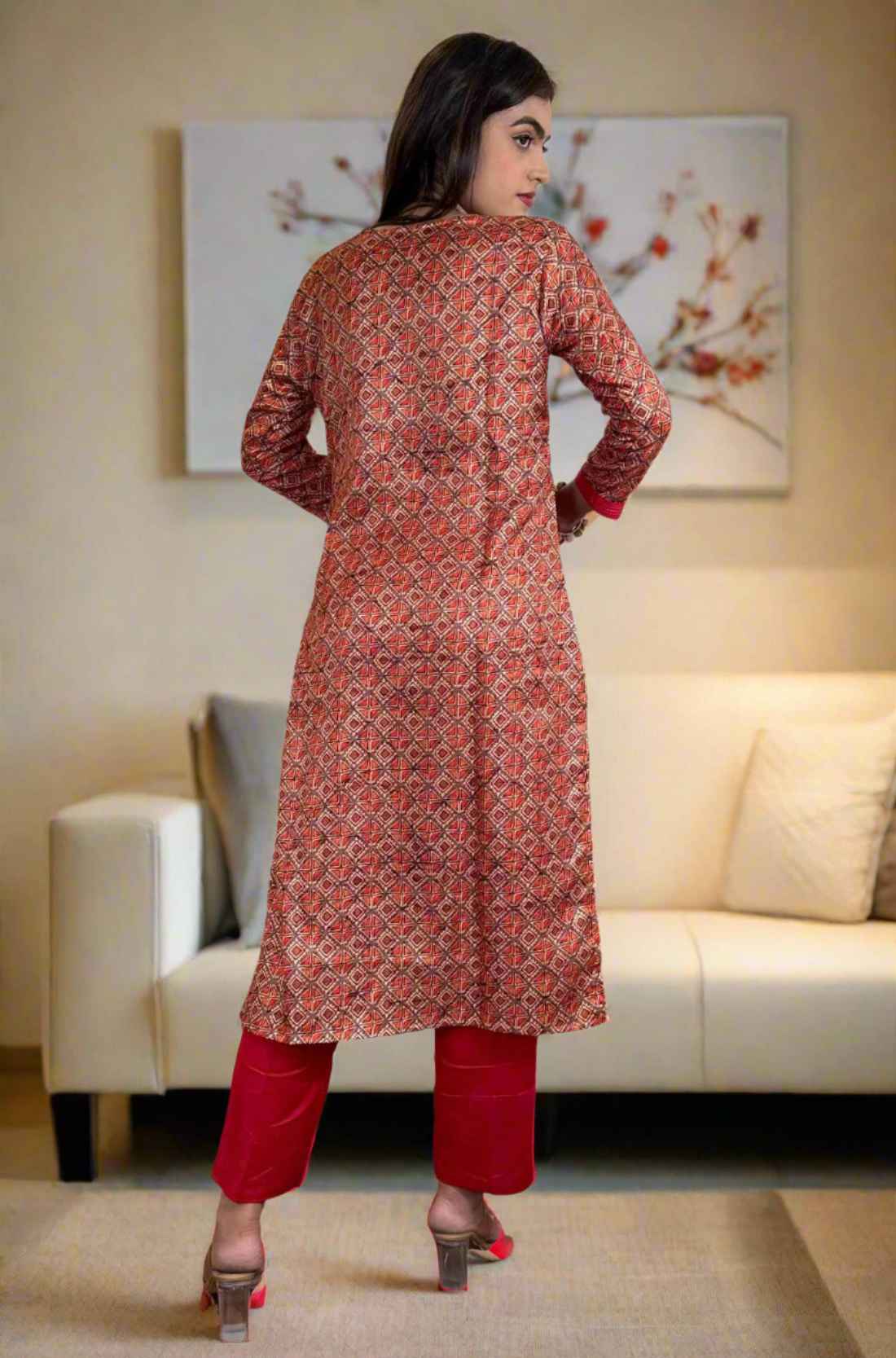 Back-side View β Pashmina Silk Kurta Set
