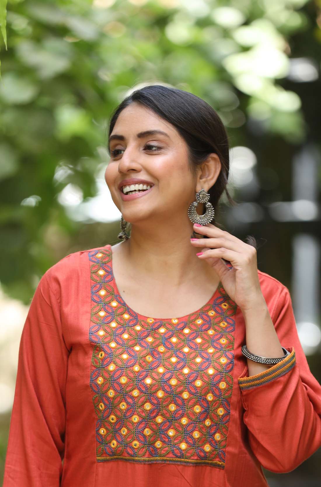 Rust Embrodered Kurta