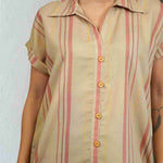 Beige Striped Rayon Top – Close-up View