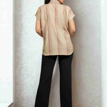 Beige Striped Rayon Top – Back View