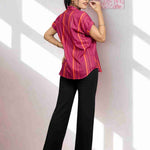 Dark Pink Striped Rayon Top – Back View