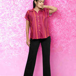 Dark Pink Striped Rayon Top – Styled Suggestion