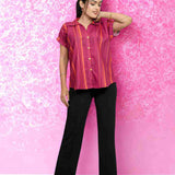 Dark Pink Striped Rayon Top – Styled Suggestion