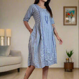 Grey Frock with Hand Block Print – Front Full View