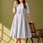 Grey Hand Block Print Frock – free style view