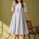 Grey Hand Block Print Frock – free style view
