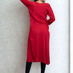Maroon Hand Embroidery and Block print Aline Kurta – Back View