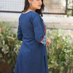 Indigo Pure Cotton Straight Kurta – Back View