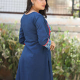 Indigo Pure Cotton Straight Kurta – Back View
