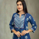 Indigo Block Printed Cotton Kurta – Front View