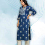 Soft and Breathable Indigo Cotton Straight Kurta – Full-Length View