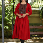 Front_pose_in_maroon_embroidered_A-line_kurta