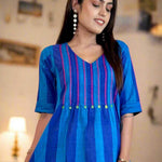 Blue Pintucks Tunic Frock – Close-Up View