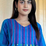 Blue Tunic with Mirror Handwork Detailing – Close-up