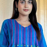 Blue Tunic with Mirror Handwork Detailing – Close-up
