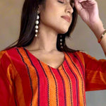 Orange Tunic with Mirror Handwork Detailing – Close-up
