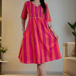 Pink tunic frock with Mirror Handwork – Full Front View