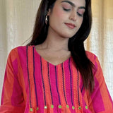 Pink Tunic with Mirror Handwork Detailing – Close-up