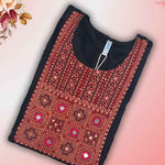 Black Unstitched Kurti Material – Embroderied