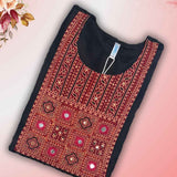Black Unstitched Kurti Material – Embroderied