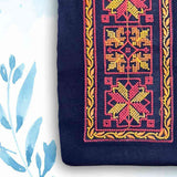 Navy Blue Kurti Fabric – Cross Stitch Embroidery Close-Up