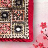 Maroon Unstitched Kurti Material – Embroidary Mirror Work Close-Up