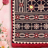 Maroon Kurti Fabric – Block printed Embroidery Close-Up