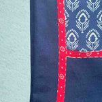 Indigo Pure Cotton Unstitched Kurta Fabric – Block Print Close-up