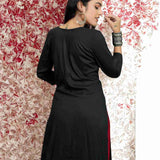 Black Rayon Hand Embroidered Aline  Kurta – Back View