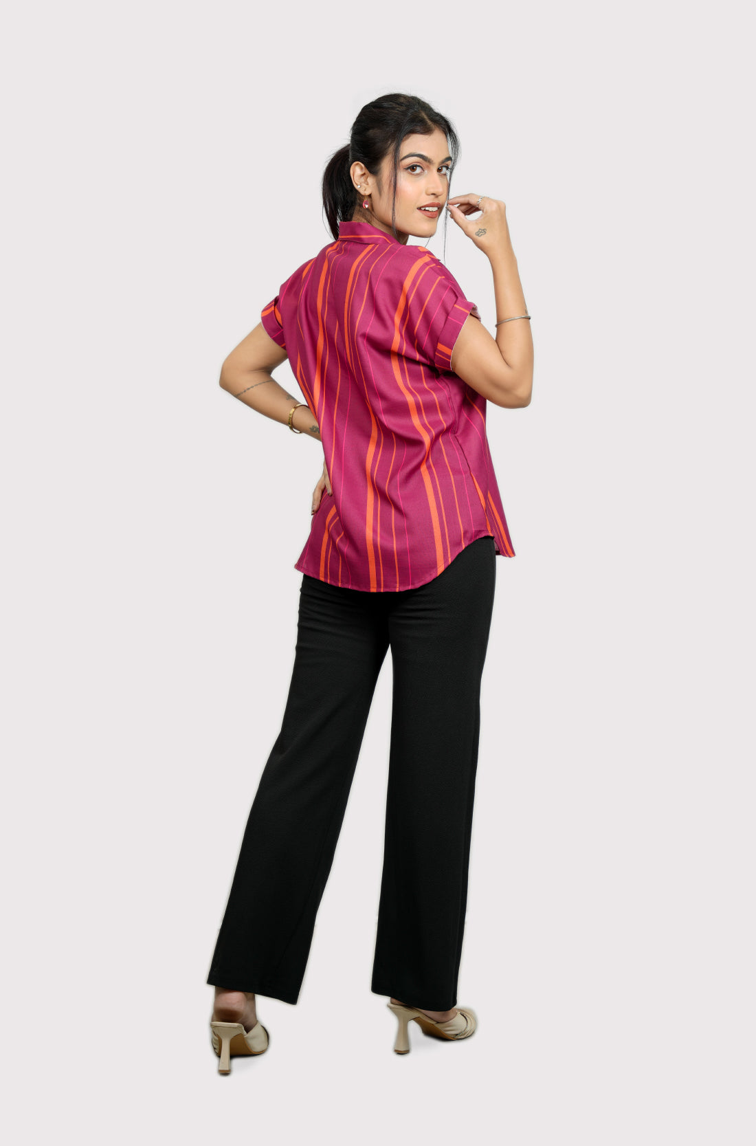 Striped rayon shirt for women