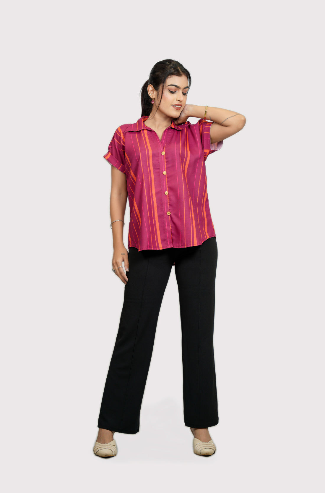 Striped rayon shirt for women