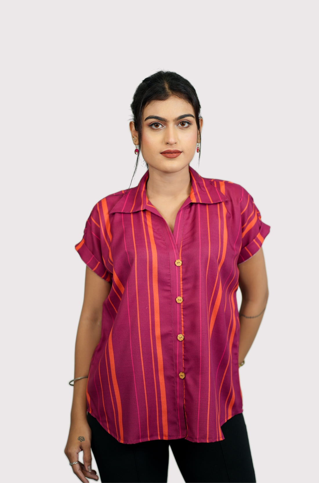 Striped rayon shirt for women