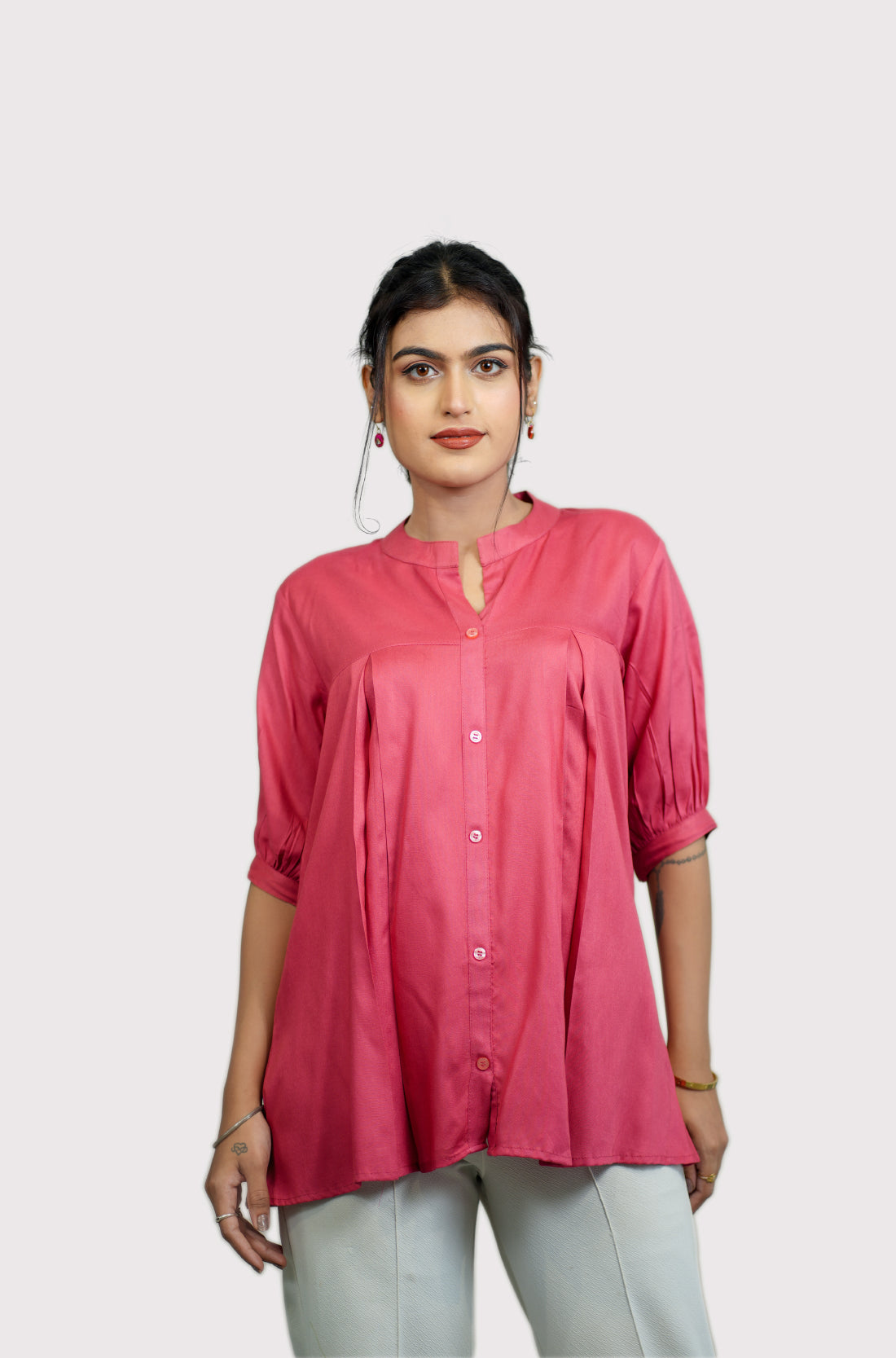 Rayon pleated shirt for women