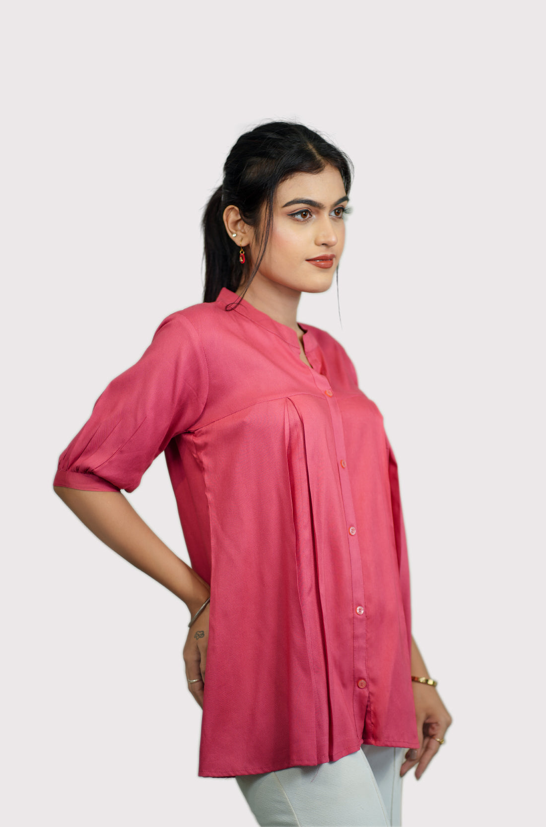 Rayon pleated shirt for women