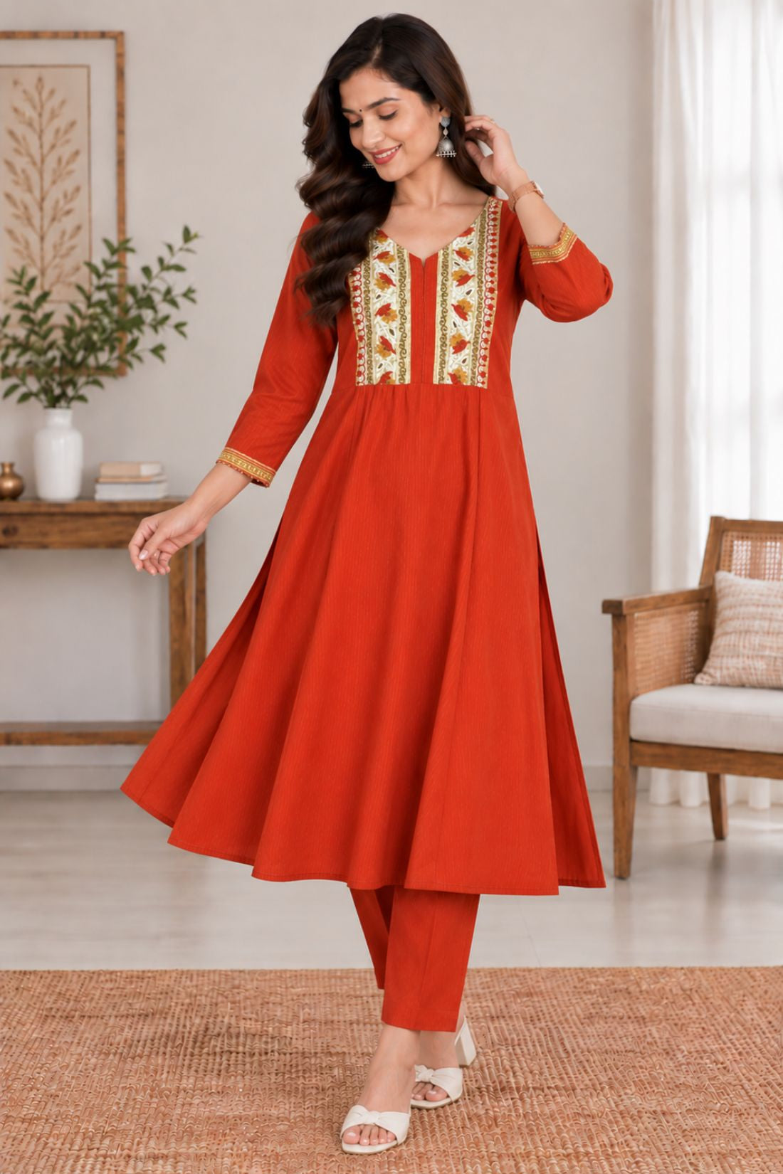 rustorange kurta set