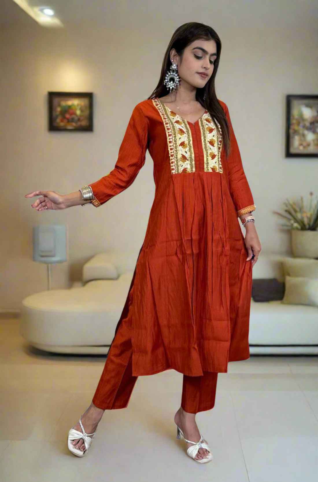 Rust Orange Kurta Set kurta set.