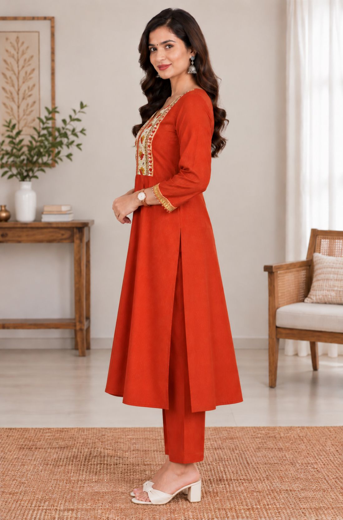 rustorange kurta set
