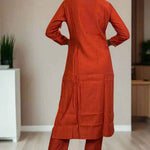 Back View of Rust Orange Kurta Set 