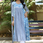 Sky Blue White Muslin Flared Kurti – Styled Suggestion
