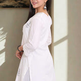 White Pure Cotton Kurta – Back View