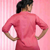 Dark Peach colour Rayon Pleated Top – Back View