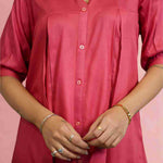 Crew Collar of Dark Peach colour Top – close up